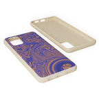 Biodegradable Marble Swirl Phone Case — Purple & Orange Eco-Friendly Protective Cover with an artistic purple marbled pattern; protective biodegradable case _CASETiFY5 alternative.