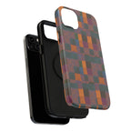 Impact-Resistant Phone Case — Retro Checkerboard Pattern, Fractyl wireless charging iphone 18 pro case shown as a slim protective cover with a retro patchwork finish.