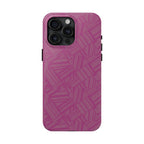 Magenta Geo Pattern Tough Phone Case — Protective Floral-Style Abstract Design, wireless charging iphone 18 pro case shown with dual lenses.