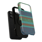 Geometric Green Wireless Charging iPhone 16 Pro Max Case - Impact-Resistant Dual-Layer