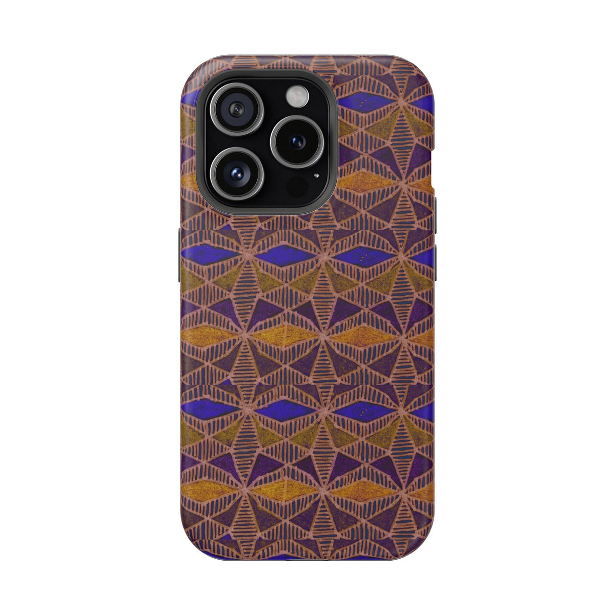 Phone Case — Geometric Tribal Pattern Magnetic Impact-Resistant Case, Fractyl impact resistant iphone 16 pro case with full camera clearance and protective raised rim.
