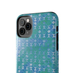 Tough Phone Case — Blue-Green Geometric Watercolor Pattern, shockproof iphone 17 pro case protective camera cutout