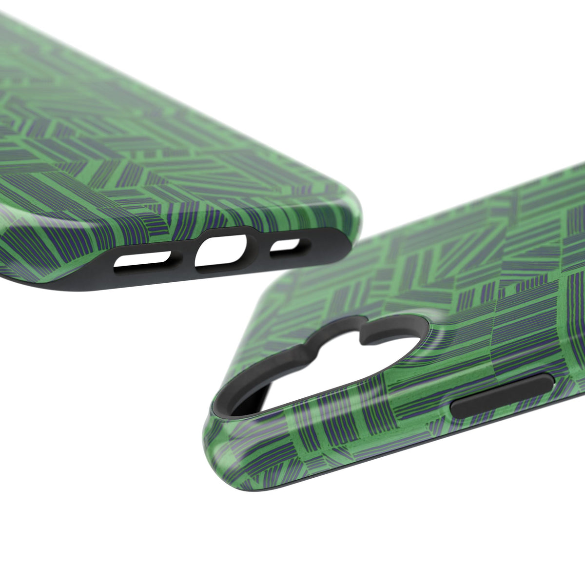 Green Dual Layer iPhone 17 Pro Phone Case, Geometric MagSafe 2-Layer Impact Protection