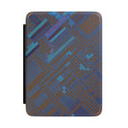 Abstract Plaid Kindle Case by Printify, featuring a unique blue and brown geometric design, ideal as a kindle paperwhite case. This abstract cover serves as a perfect book lover gift and an ebook cover that combines style and gadget protection. An ideal everyday carry accessory for travel readers, it is a fashionable tablet sleeve and reading accessory for any reader's collection.