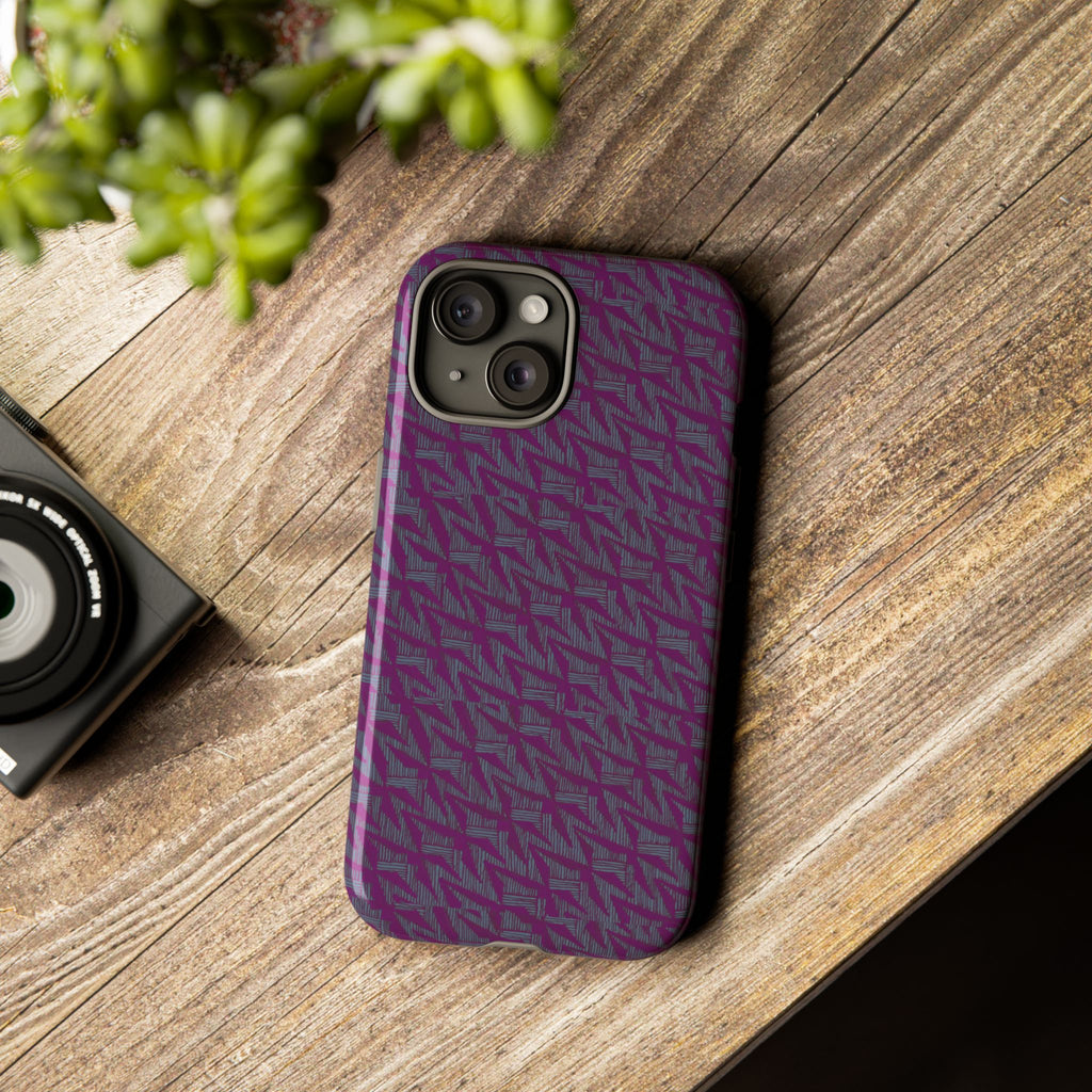 Shockproof Iphone 17 Pro Cover, Purple Geometric Dual-Layer TPU Case, UV-Protected