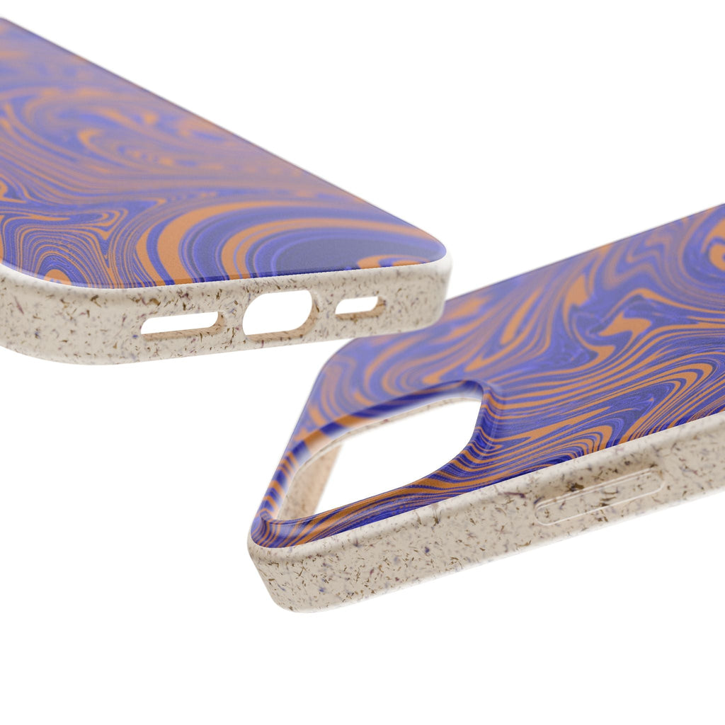 Biodegradable iPhone 17 Case – Purple Orange Marble Swirl Eco-Friendly Protection