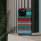 Striped Teal & Coral Magnetic Impact Phone Case side controls and durable bumper, Fractyl magsafe compatible iphone 18 pro max case