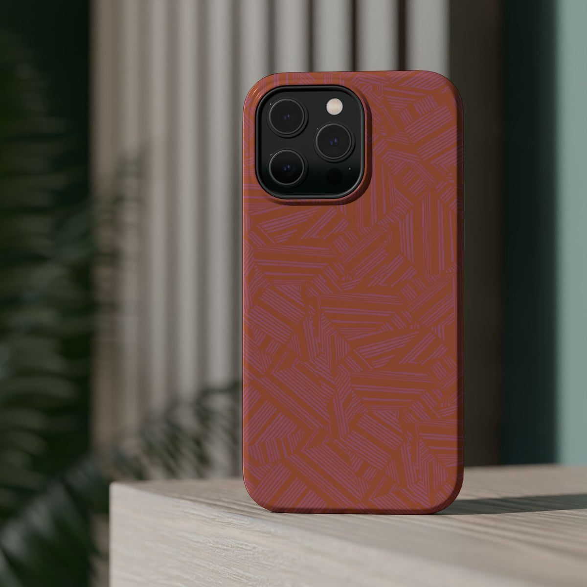 Protective iPhone 18 Pro Max Case With Terracotta Geometric MagSafe Impact Resistance