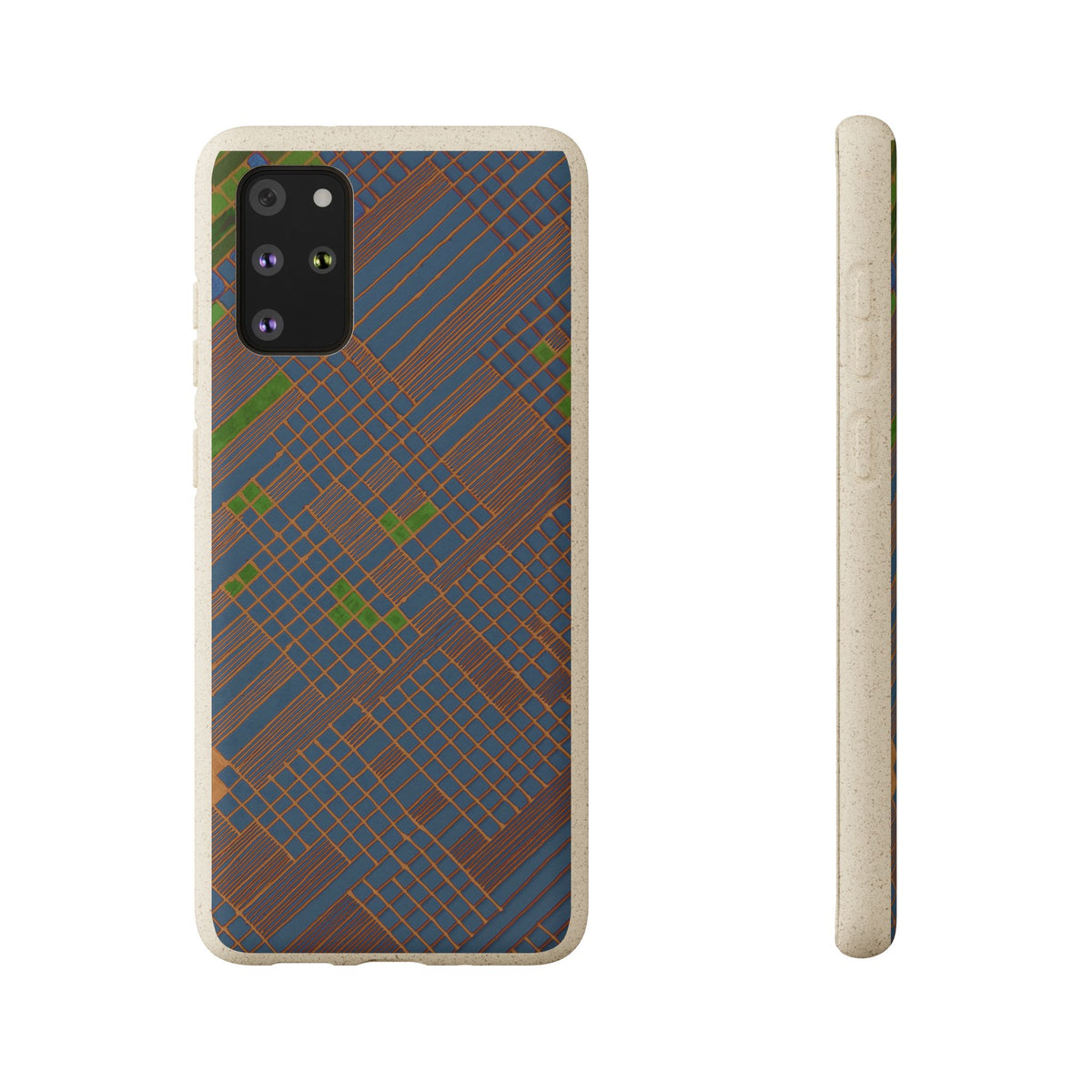 Biodegradable Phone Case — Earthy Geometric Plaid Eco-Friendly Cover, eco friendly phone case product image