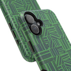 Green Dual Layer iPhone 17 Pro Phone Case, Geometric MagSafe 2-Layer Impact Protection