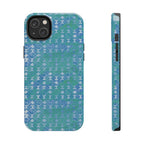 Tough Phone Case — Blue-Green Geometric Watercolor Pattern, shockproof iphone 17 pro case close-up protective edge