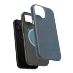 Impact Resistant Phone Case-20% OFF Entire Order, And Free Shipping, Teal Geometric MagSafe case separated from a phone to show its protective fit; impact resistant iphone 17 case-20% OFF Entire Order, and Free Shipping.