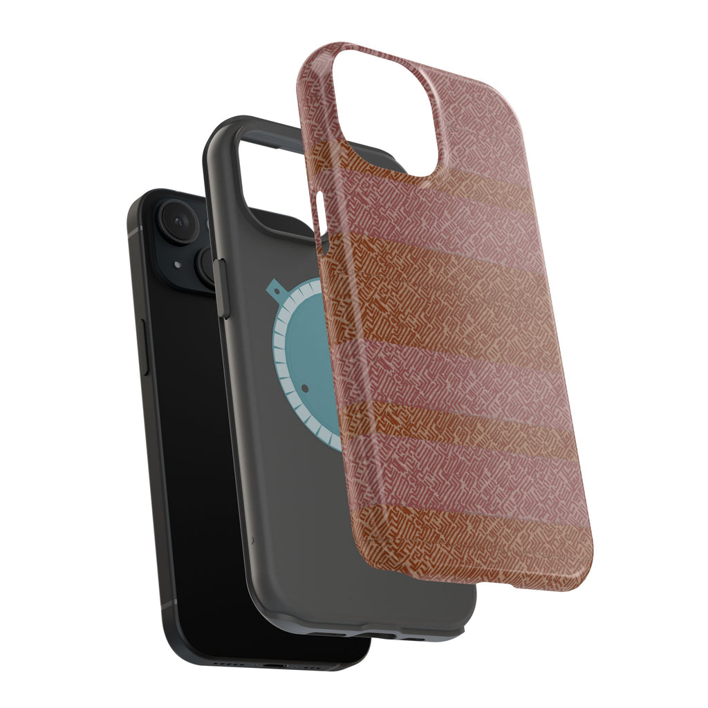 Striped Leather-Texture Magnetic Phone Case — Impact-Resistant iPhone Cover, button-access wireless charging iphone 18 pro max case