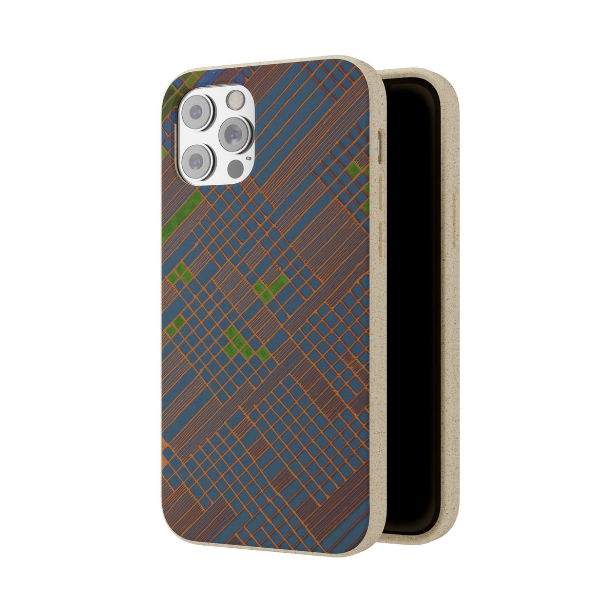 Biodegradable Phone Case — Earthy Geometric Plaid Eco-Friendly Cover, eco friendly phone case product image