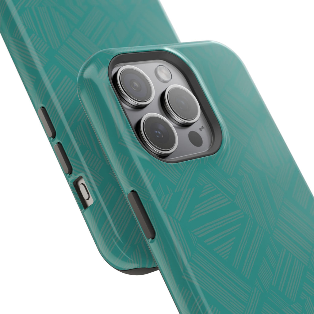 Magnetic Impact-Resistant Phone Case — Teal Geometric Protective Cover, magnetic iphone 18 pro case exploded layered construction