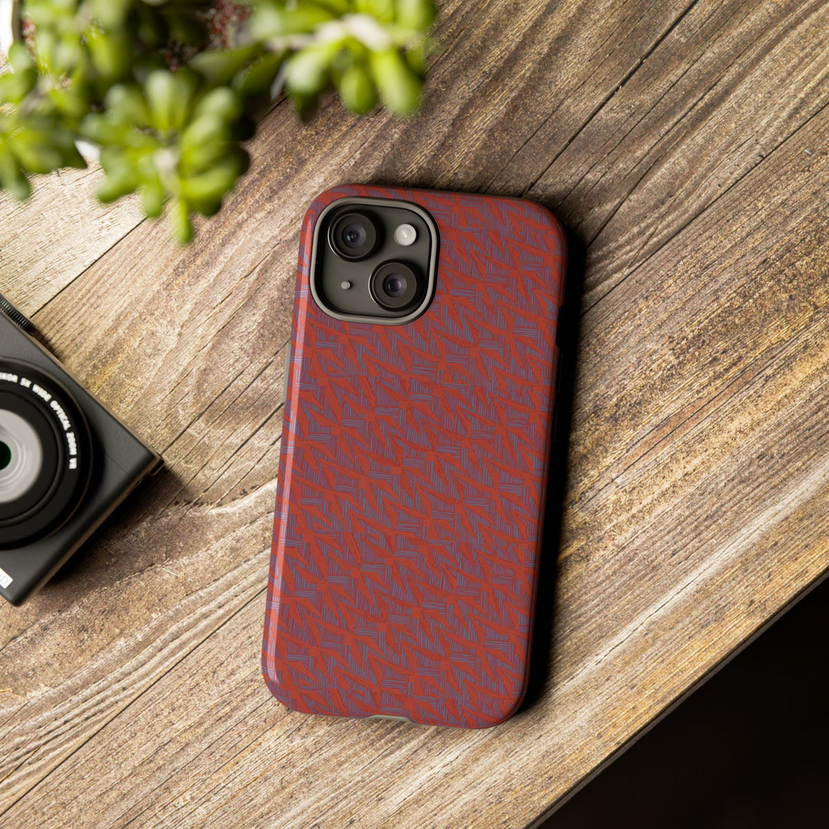 Wireless Charging iPhone 17 ProMax Case – Rugged Red Pebble Texture Shockproof Cover