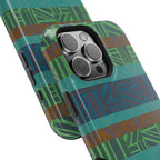Geometric Green Wireless Charging iPhone 16 Pro Max Case - Impact-Resistant Dual-Layer