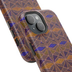 Phone Case — Geometric Tribal Pattern Magnetic Impact-Resistant Case, Fractyl impact resistant iphone 16 pro case photographed upright with a vivid geometric tribal finish.