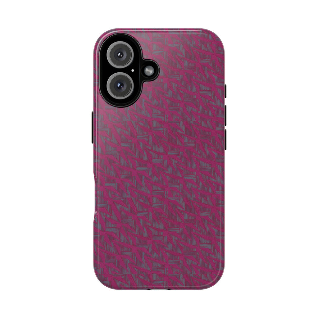 Pink Textured Tough Phone Case — Protective Slim iPhone Cover, durable wireless charging case