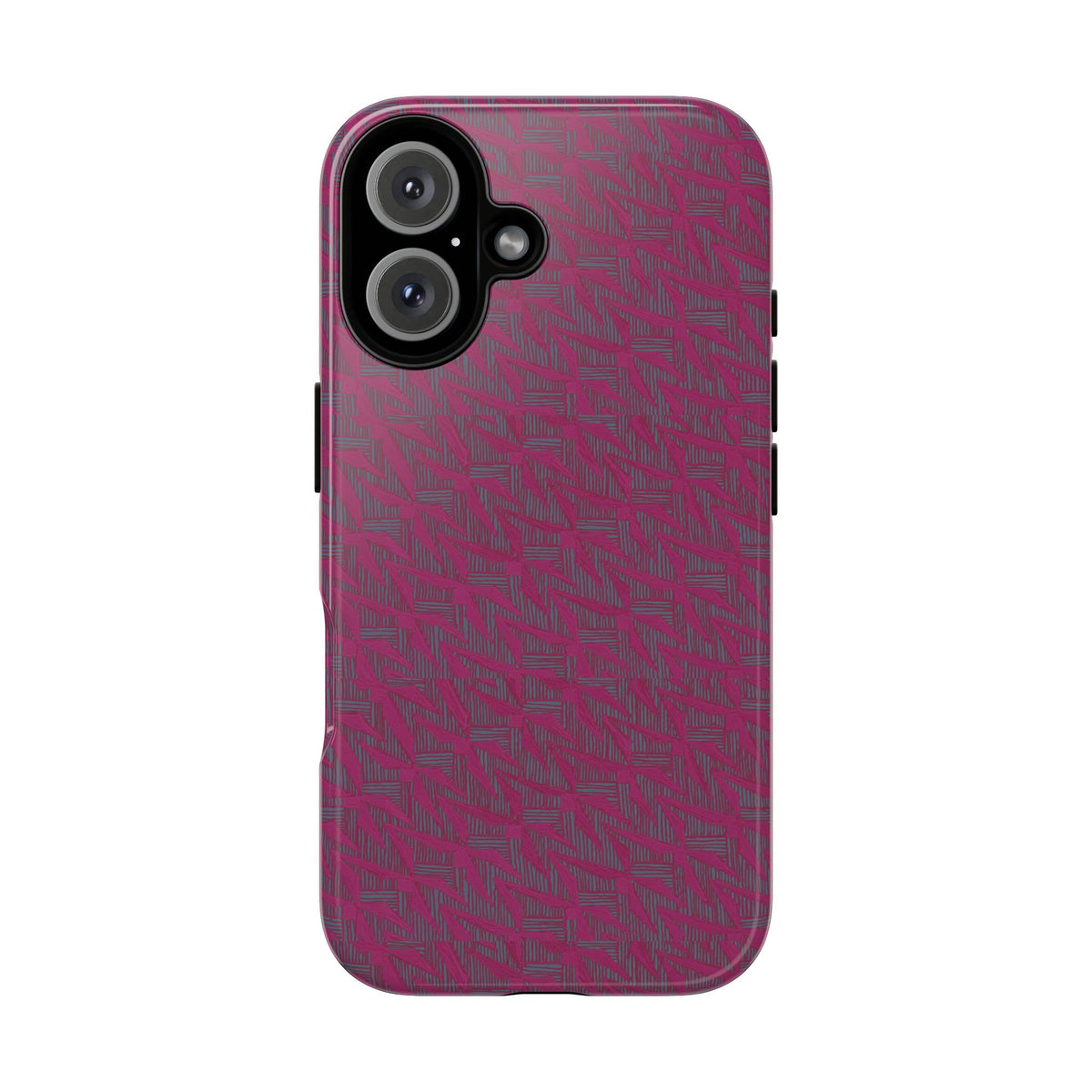 Pink Textured Tough Phone Case — Protective Slim iPhone Cover, durable wireless charging case