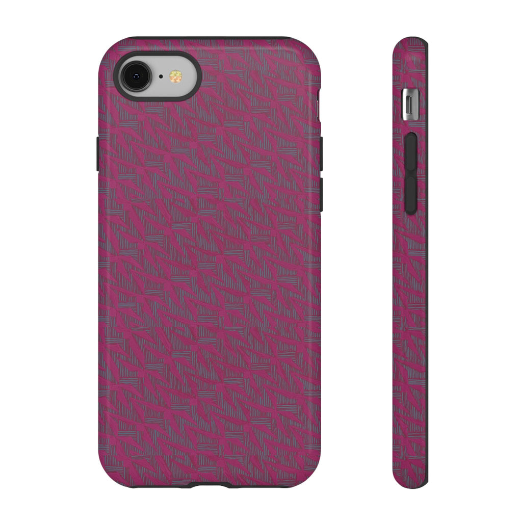 Pink Textured Tough Phone Case — Protective Slim iPhone Cover, durable wireless charging case