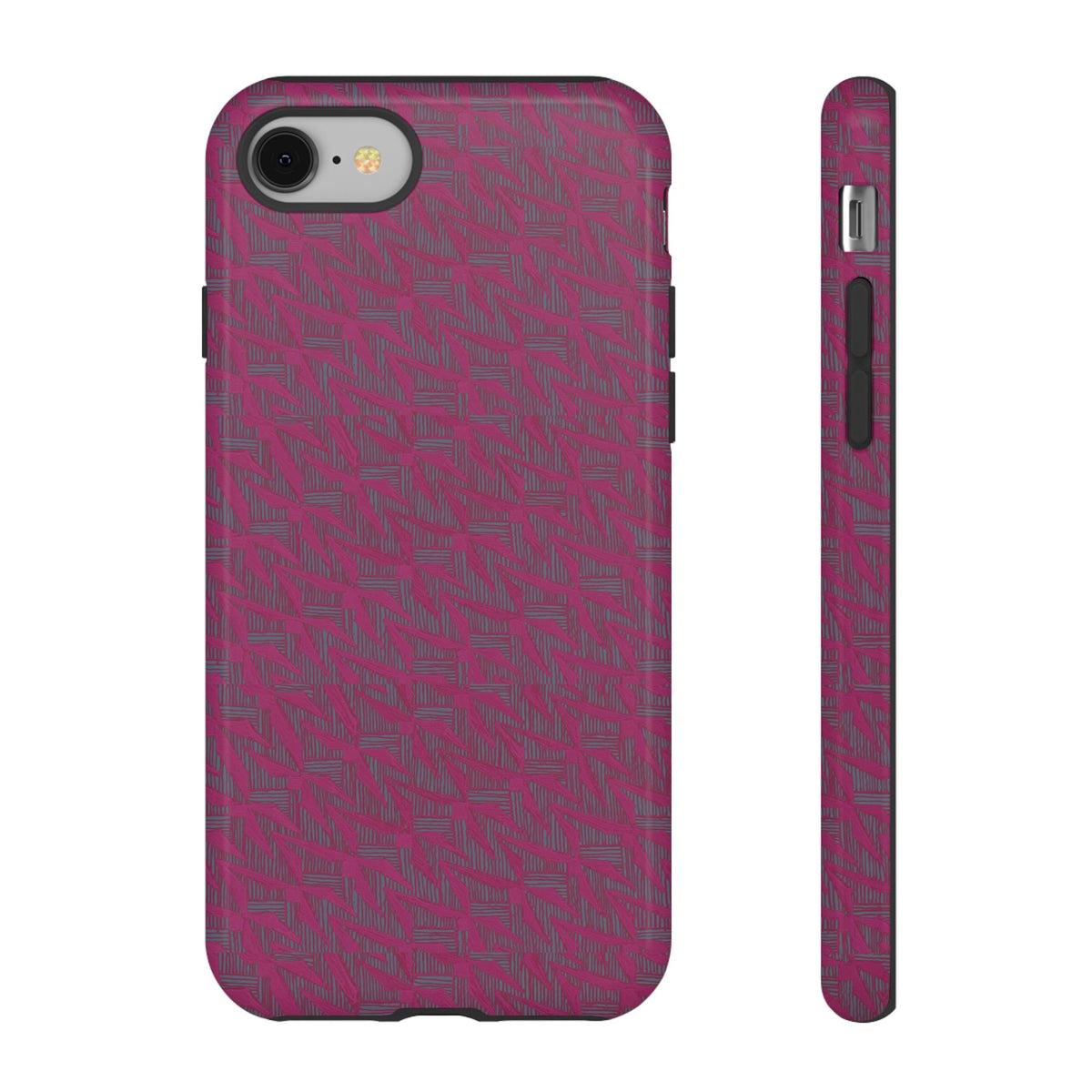 Pink Textured Tough Phone Case — Protective Slim iPhone Cover, durable wireless charging case