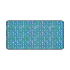 Blue Green Abstract Waves Desk Mat — Patterned Office Mousepad, medium large desk mat with colorful coastal-inspired geometric waves