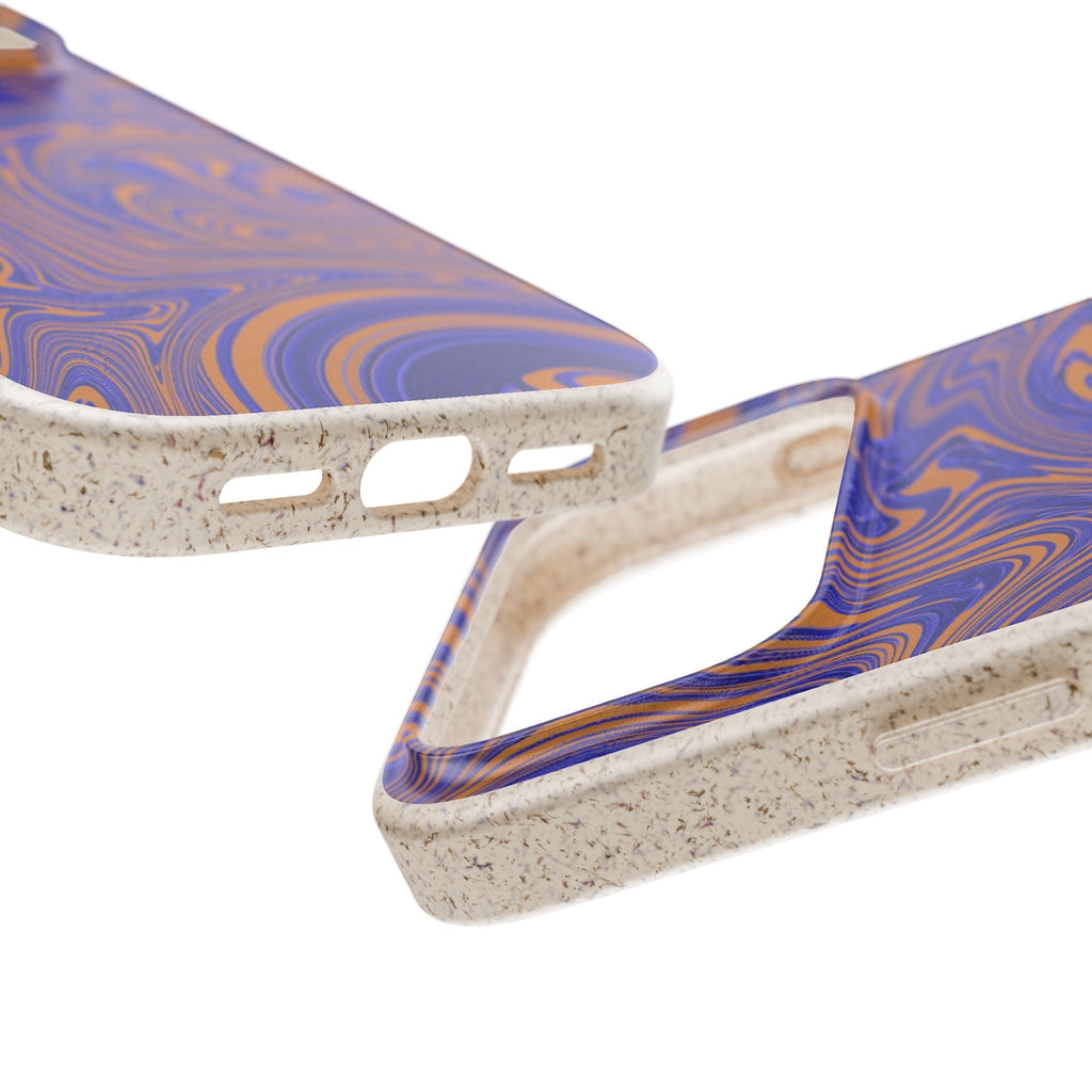 Biodegradable iPhone 17 Case – Purple Orange Marble Swirl Eco-Friendly Protection