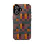 Impact-Resistant Phone Case — Retro Checkerboard Pattern, Fractyl wireless charging iphone 18 pro case shown in a clean front-facing product presentation.
