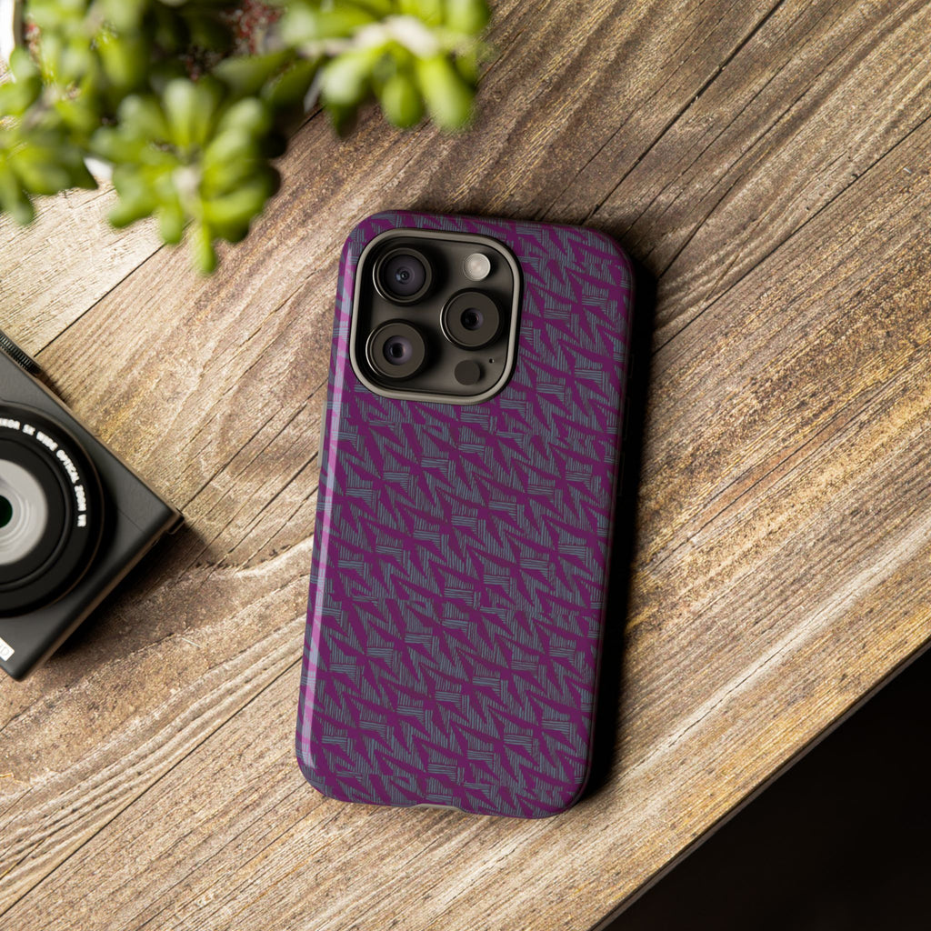 Shockproof Iphone 17 Pro Cover, Purple Geometric Dual-Layer TPU Case, UV-Protected