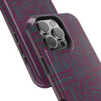 Slim Protective iPhone 16 ProMax Case With MagSafe, Dual-Layer Plum Geometric Design