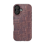 MagSafe Impact Resistant Phone Case - Geometric Brown Pattern, Dual-Layer Protection, close-up of textured brown pattern; impact resistant iphone 17 pro max case