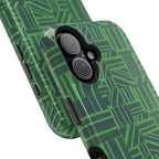 Green Dual Layer iPhone 17 Pro Phone Case, Geometric MagSafe 2-Layer Impact Protection