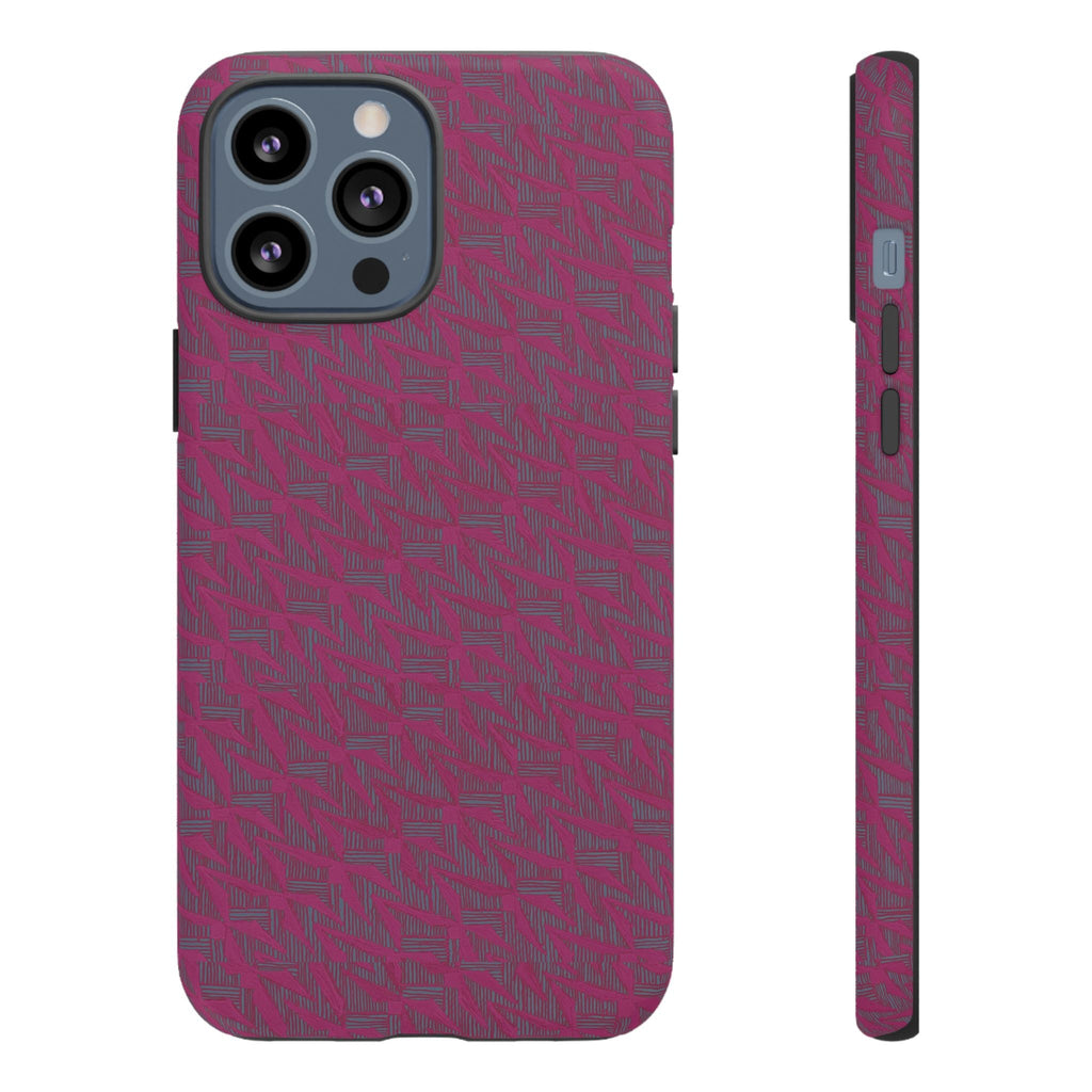 Pink Textured Tough Phone Case — Protective Slim iPhone Cover, durable wireless charging case