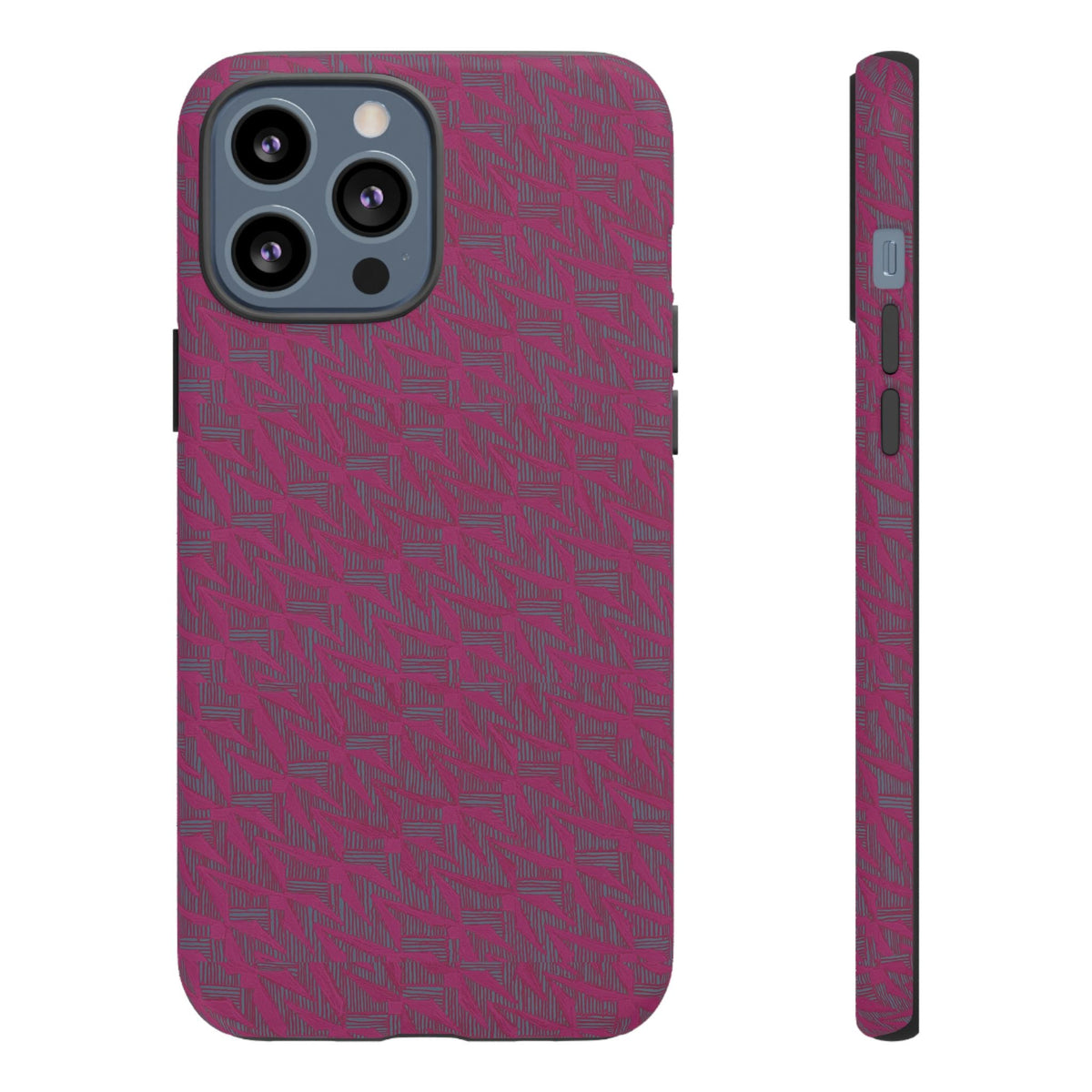 Pink Textured Tough Phone Case — Protective Slim iPhone Cover, durable wireless charging case