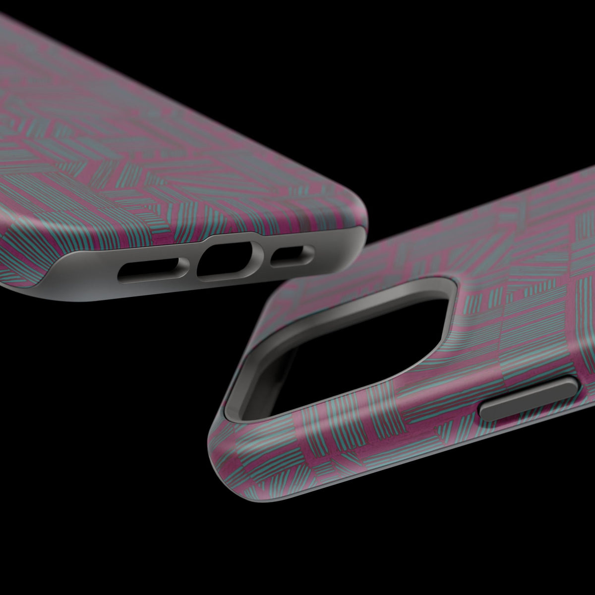 Slim Protective iPhone 16 ProMax Case With MagSafe, Dual-Layer Plum Geometric Design