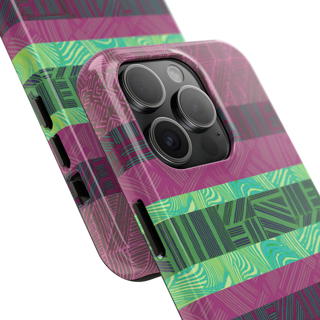 Fractyl Glossy Protective iPhone 18 Pro Max Case – Geometric Teal Shockproof Design
