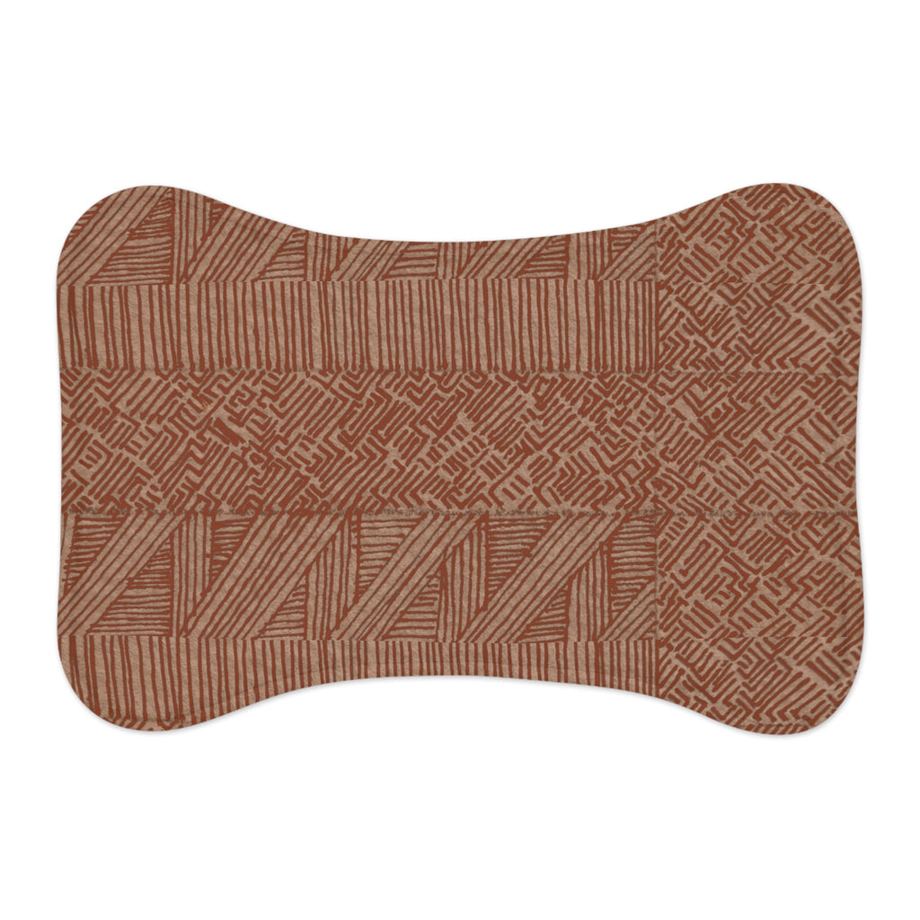 Rust Geometric Pet Feeding Mat — Non-Slip Food & Water Placemat for Dogs & Cats
