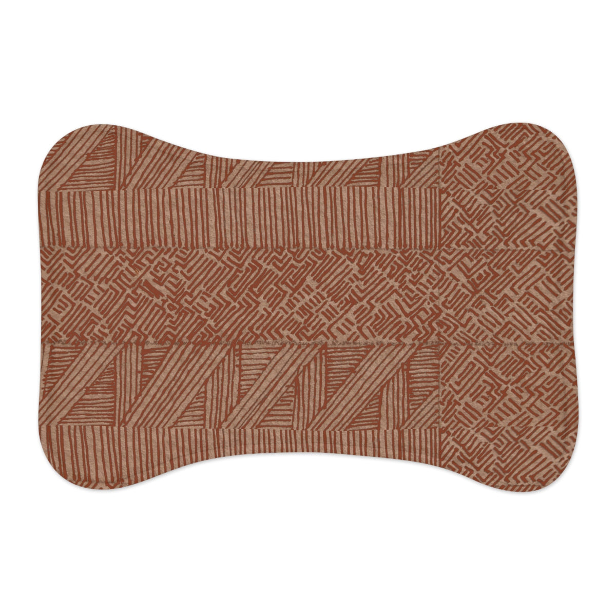 Rust Geometric Pet Feeding Mat — Non-Slip Food & Water Placemat for Dogs & Cats