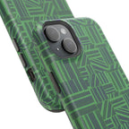 Green Dual Layer iPhone 17 Pro Phone Case, Geometric MagSafe 2-Layer Impact Protection