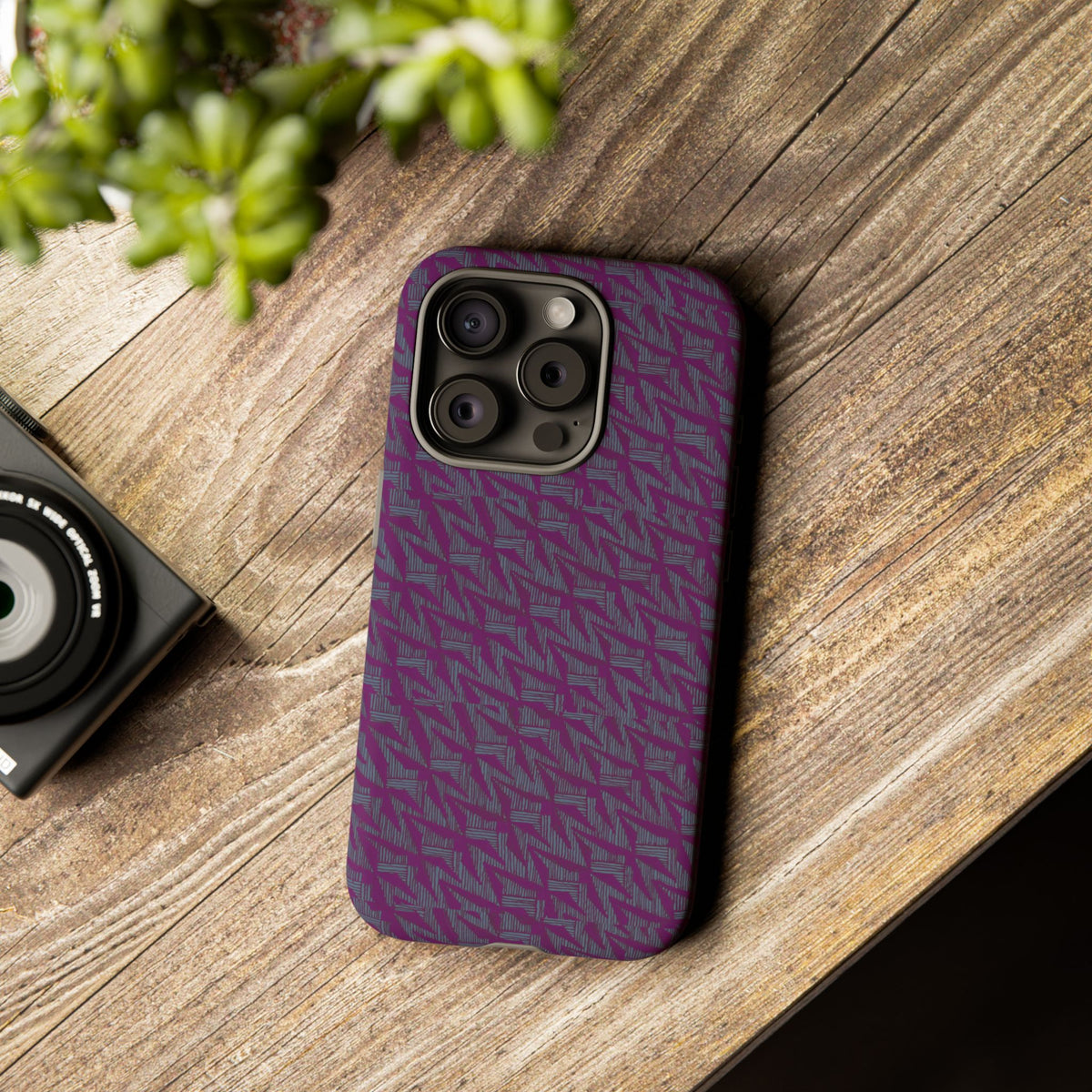 Shockproof Iphone 17 Pro Cover, Purple Geometric Dual-Layer TPU Case, UV-Protected