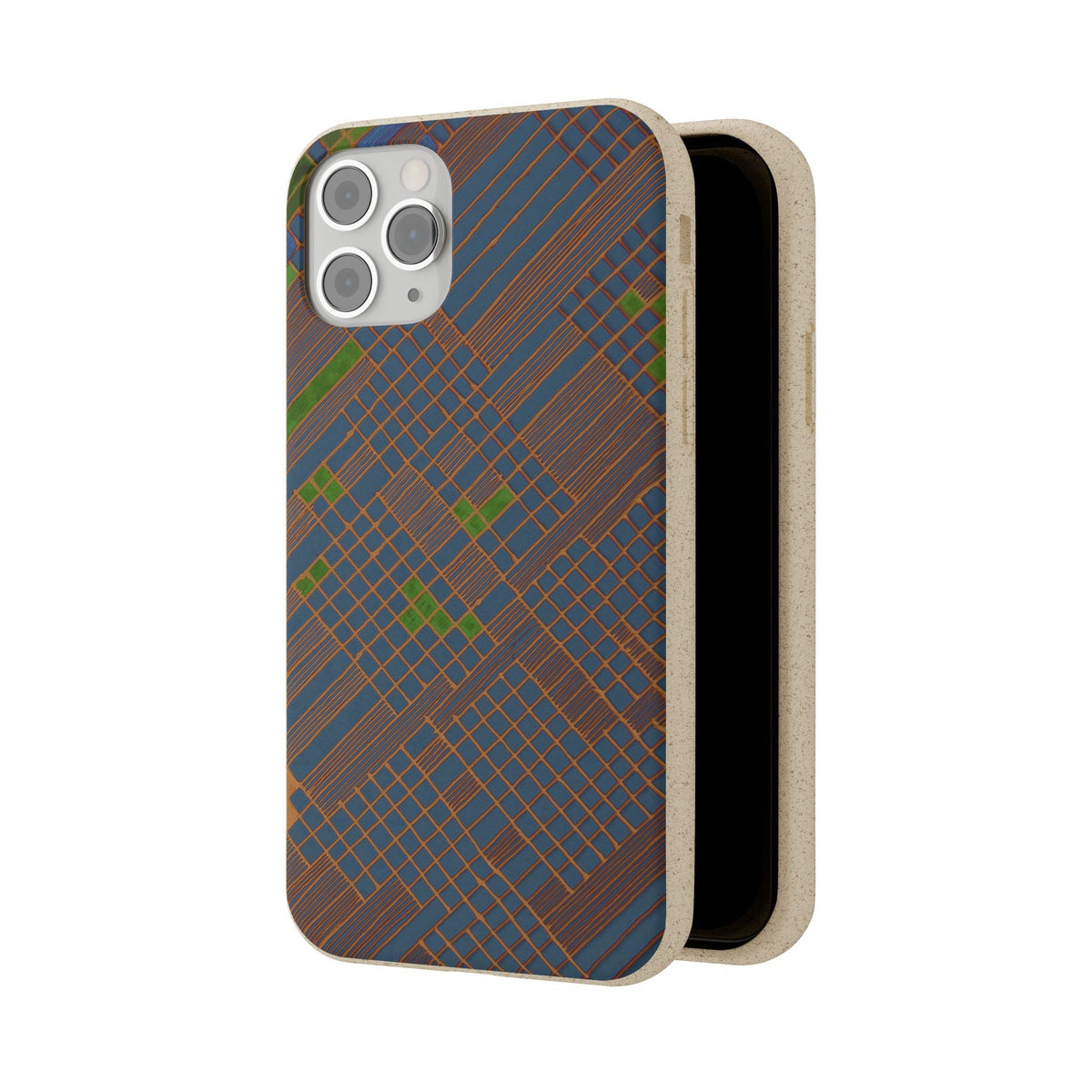 Biodegradable Phone Case — Earthy Geometric Plaid Eco-Friendly Cover, eco friendly phone case product image