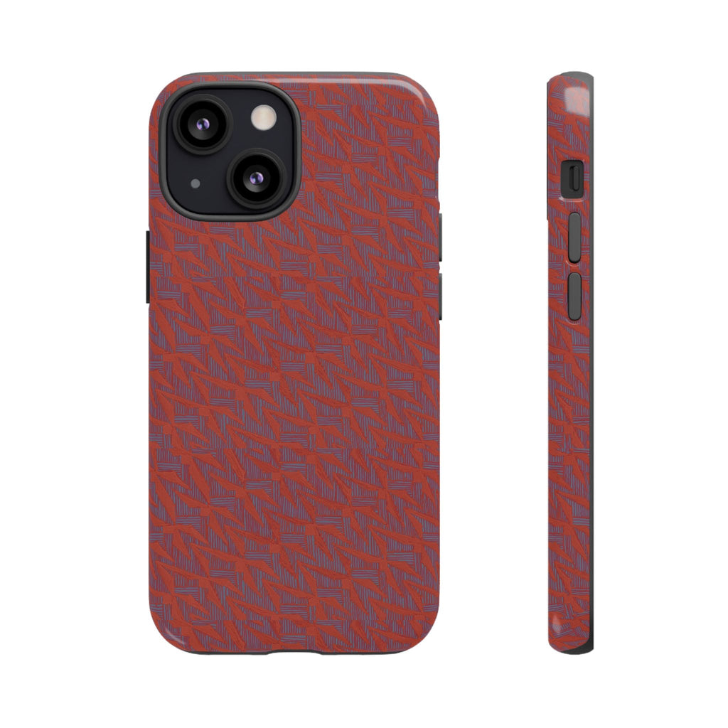Red Pebble Texture Tough Phone Case — Rugged Shockproof iPhone Cover, wireless charging iphone 17 promax case showing side controls and rounded corners