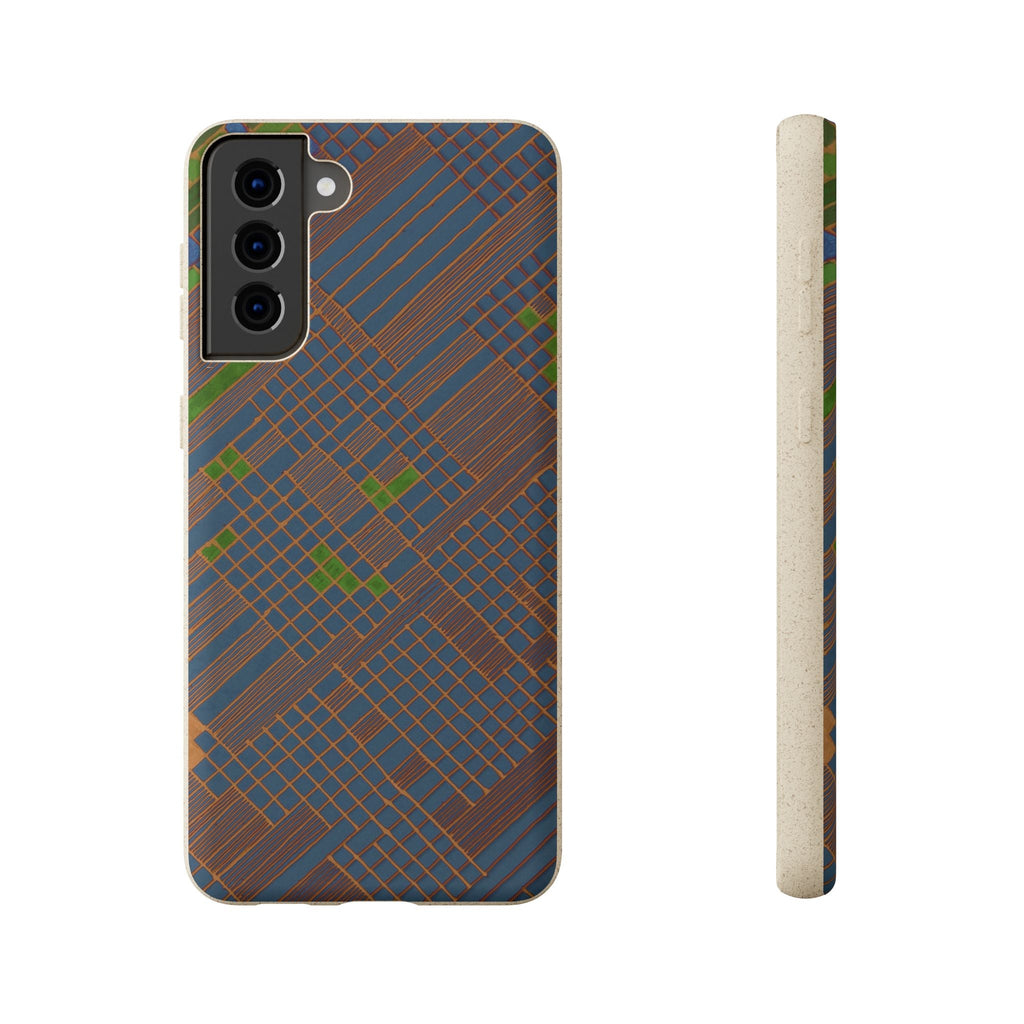 Biodegradable Phone Case — Earthy Geometric Plaid Eco-Friendly Cover, eco friendly phone case product image