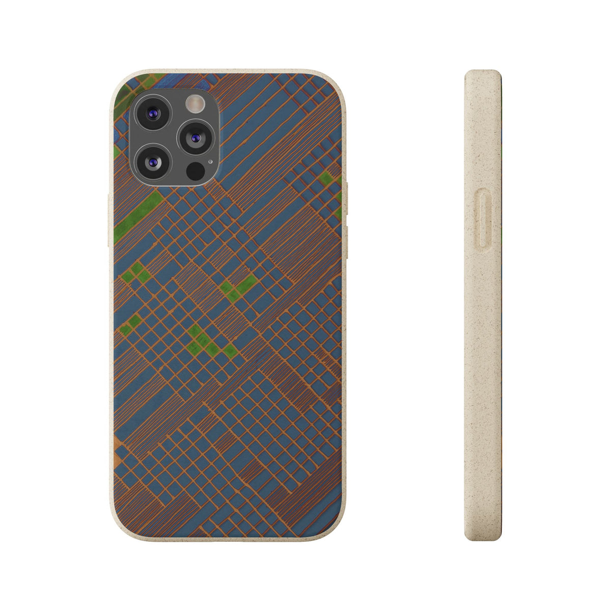 Biodegradable Phone Case — Earthy Geometric Plaid Eco-Friendly Cover, eco friendly phone case product image