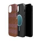 Striped Leather-Texture Magnetic Phone Case — Impact-Resistant iPhone Cover, sleek wireless charging iphone 18 pro max case