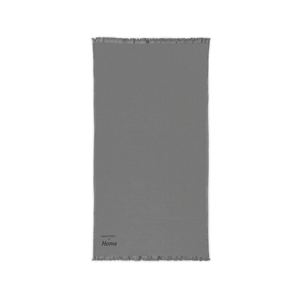 Waffle Cotton Throw Blanket — Embroidered "Home" Accent Throw