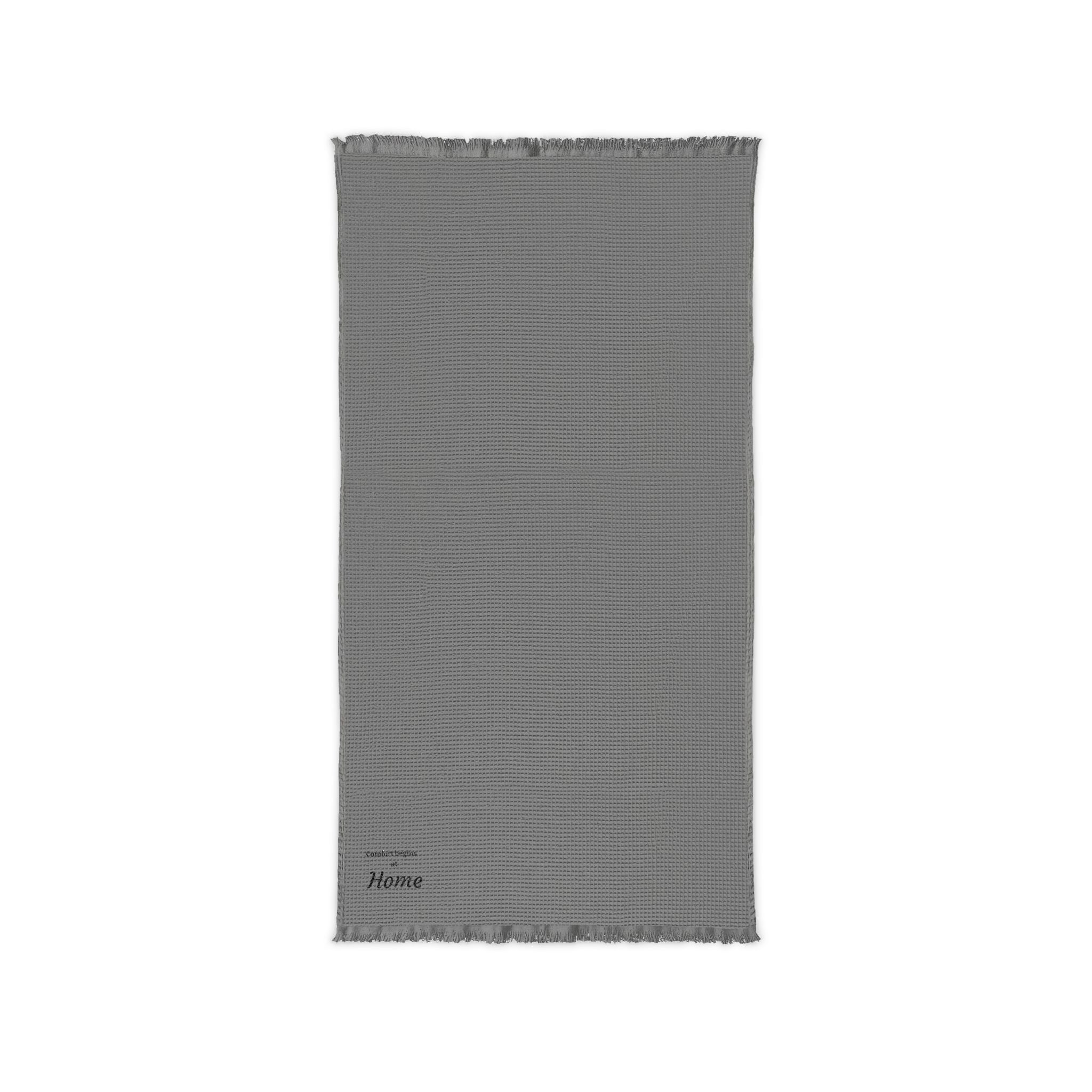 Waffle Cotton Throw Blanket — Embroidered "Home" Accent Throw