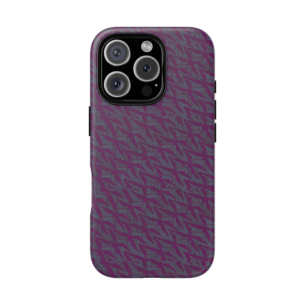 Purple Geometric Tough Phone Case — Protective Slim Phone Cover, protective camera opening and rounded corners, shockproof iphone 17 pro cover