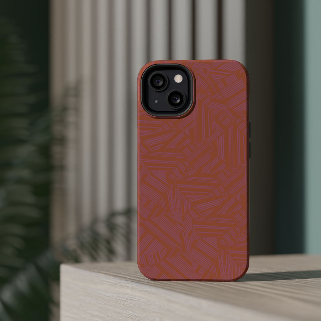 Protective iPhone 18 Pro Max Case With Terracotta Geometric MagSafe Impact Resistance